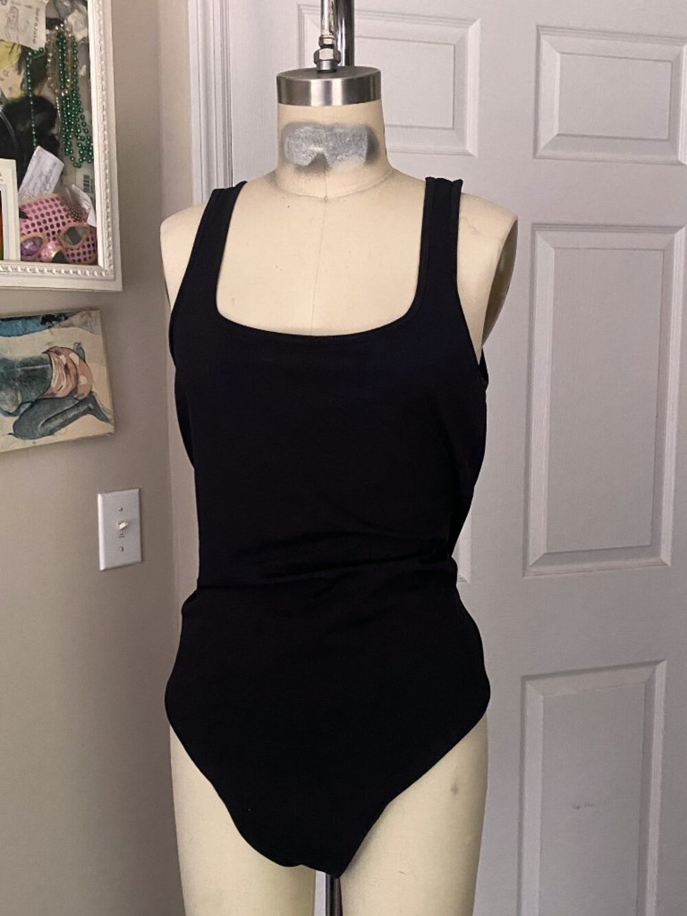 ABERCROMBIE & Fitch Soft A&F Stretch BLACK Tank top BODYSUIT Shirt *X-LARGE*